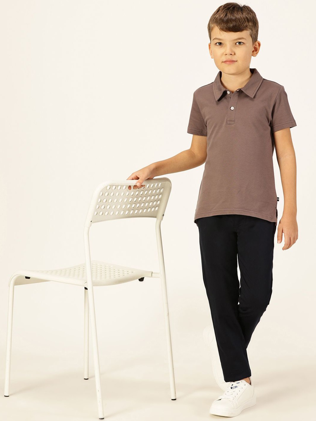 

French Connection Boys Solid Smart Easy Wash Chinos Trousers, Black