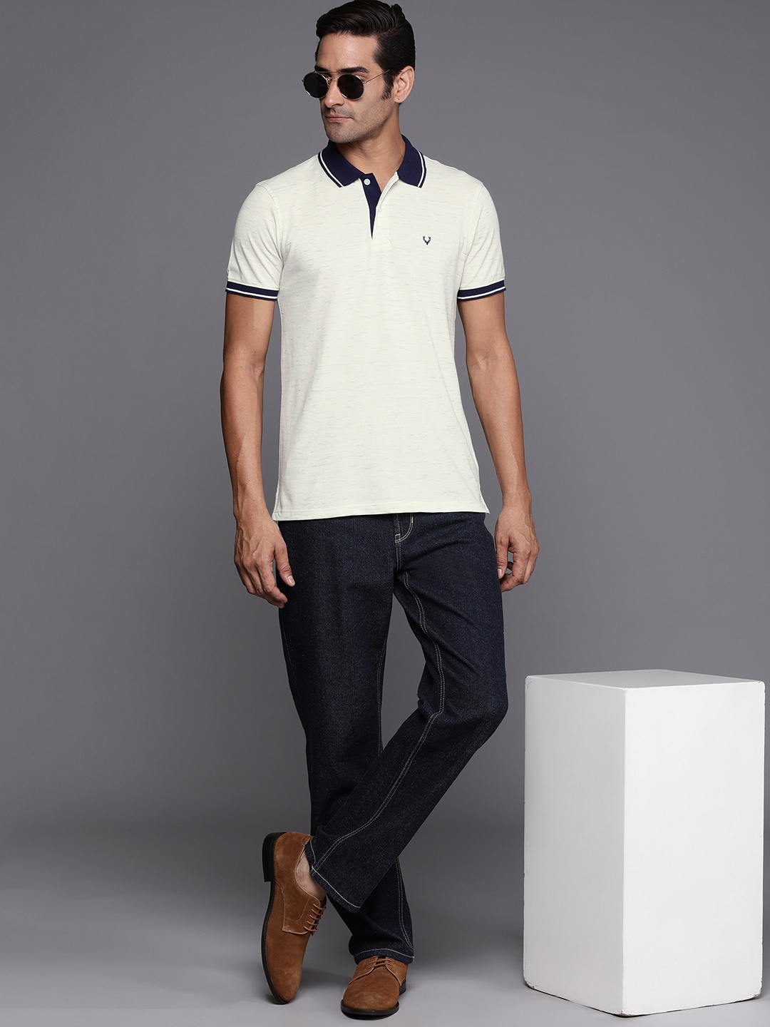 

Allen Solly Slub Effect Polo Collar T-shirt, Off white