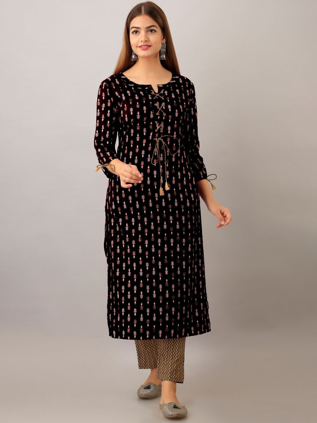 

Jaipurite Ethnic Motifs Printed Kurta, Black