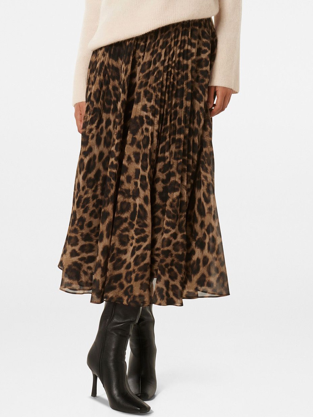 

Forever New Animal Printed Flared Midi Skirts, Black