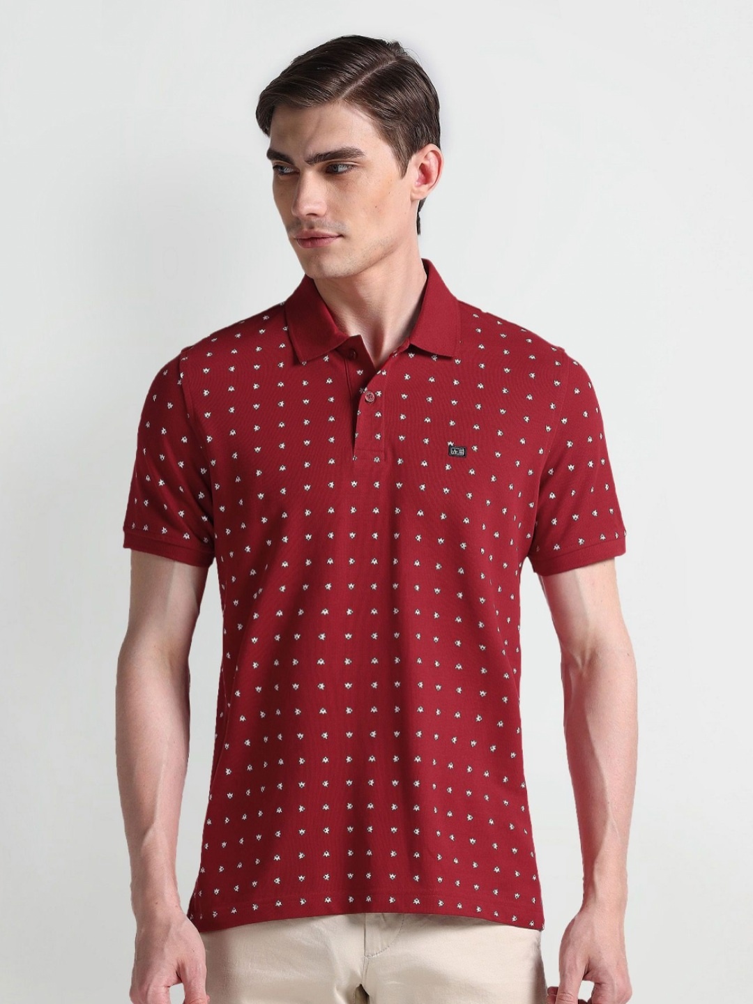 

Arrow Sport Men Printed Polo Collar Pockets T-shirt, Red
