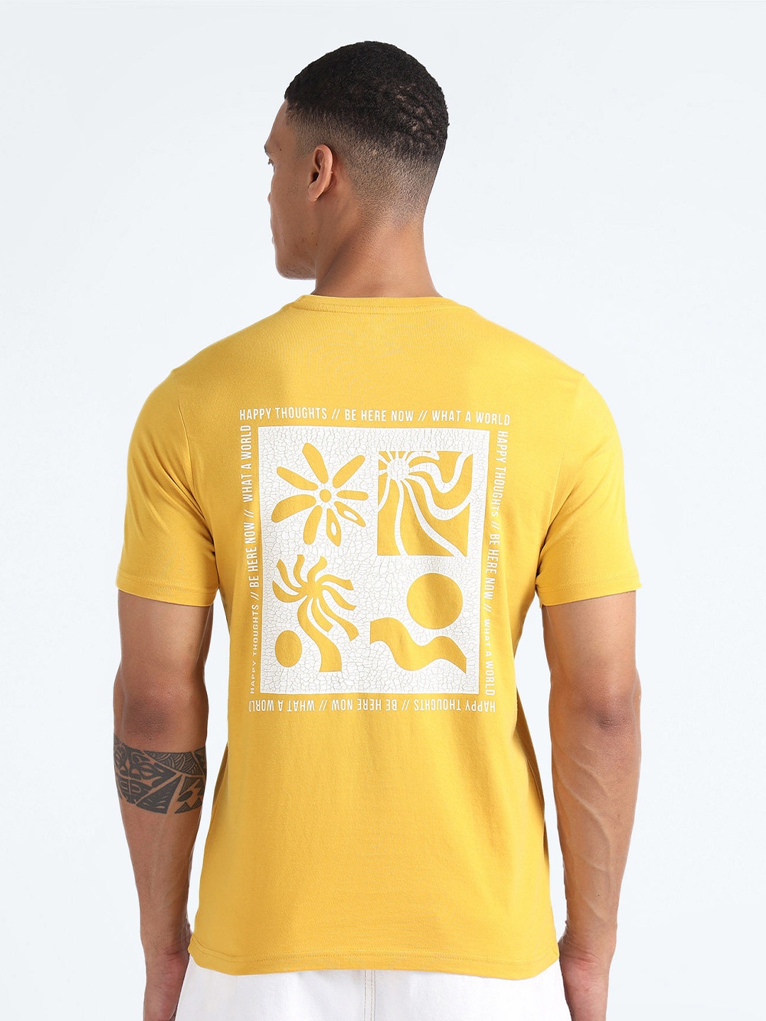 

Flying Machine Graphic Printed Pure Cotton T-Shirt, Yellow