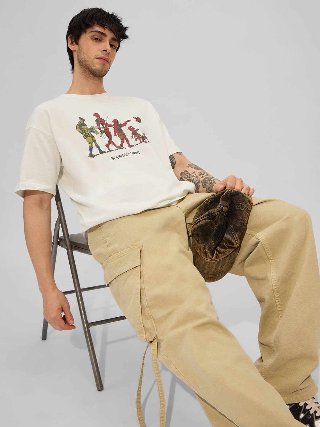 

The Souled Store Men Graphic Printed Round Neck Cotton Oversized T-Shirt, White