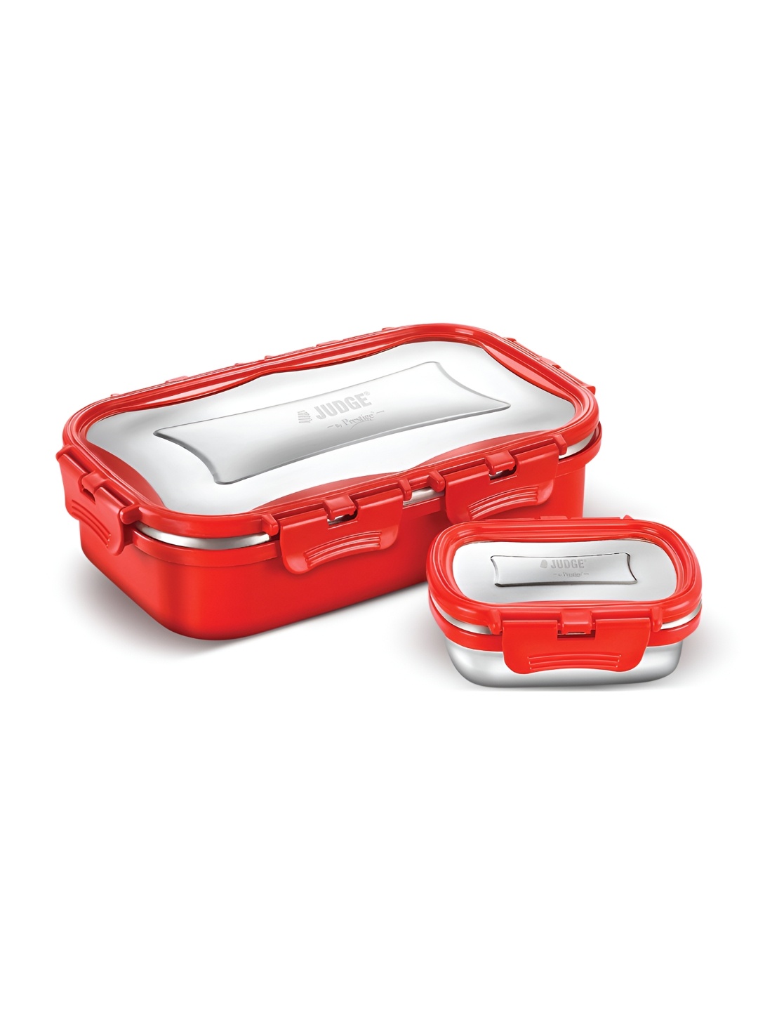 

JUDGE By Prestige Red 2 Pieces Stainless Steel Lunch Box, Silver
