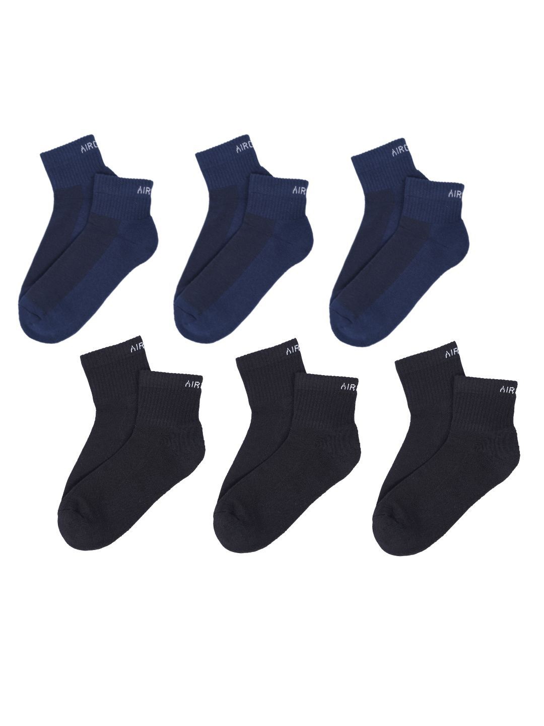 

AIR GARB Pack Of Six Colourblocked Ankle Length Socks, Navy blue