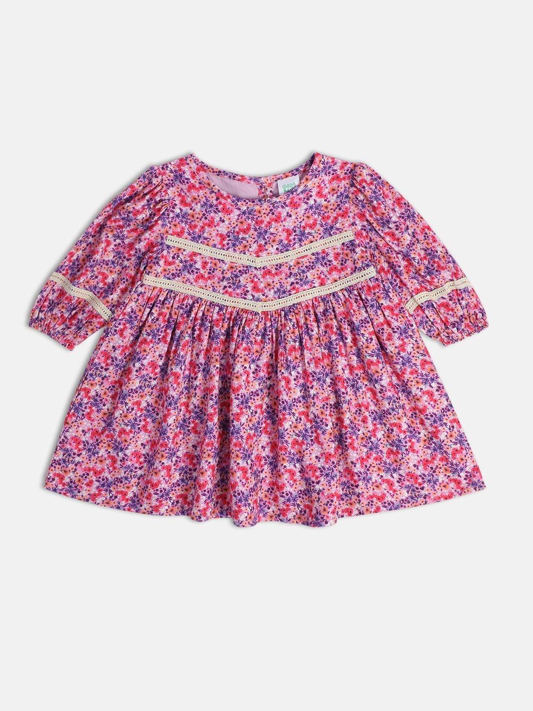 

MINI KLUB Girls Floral Printed A-Line Dress, Lavender