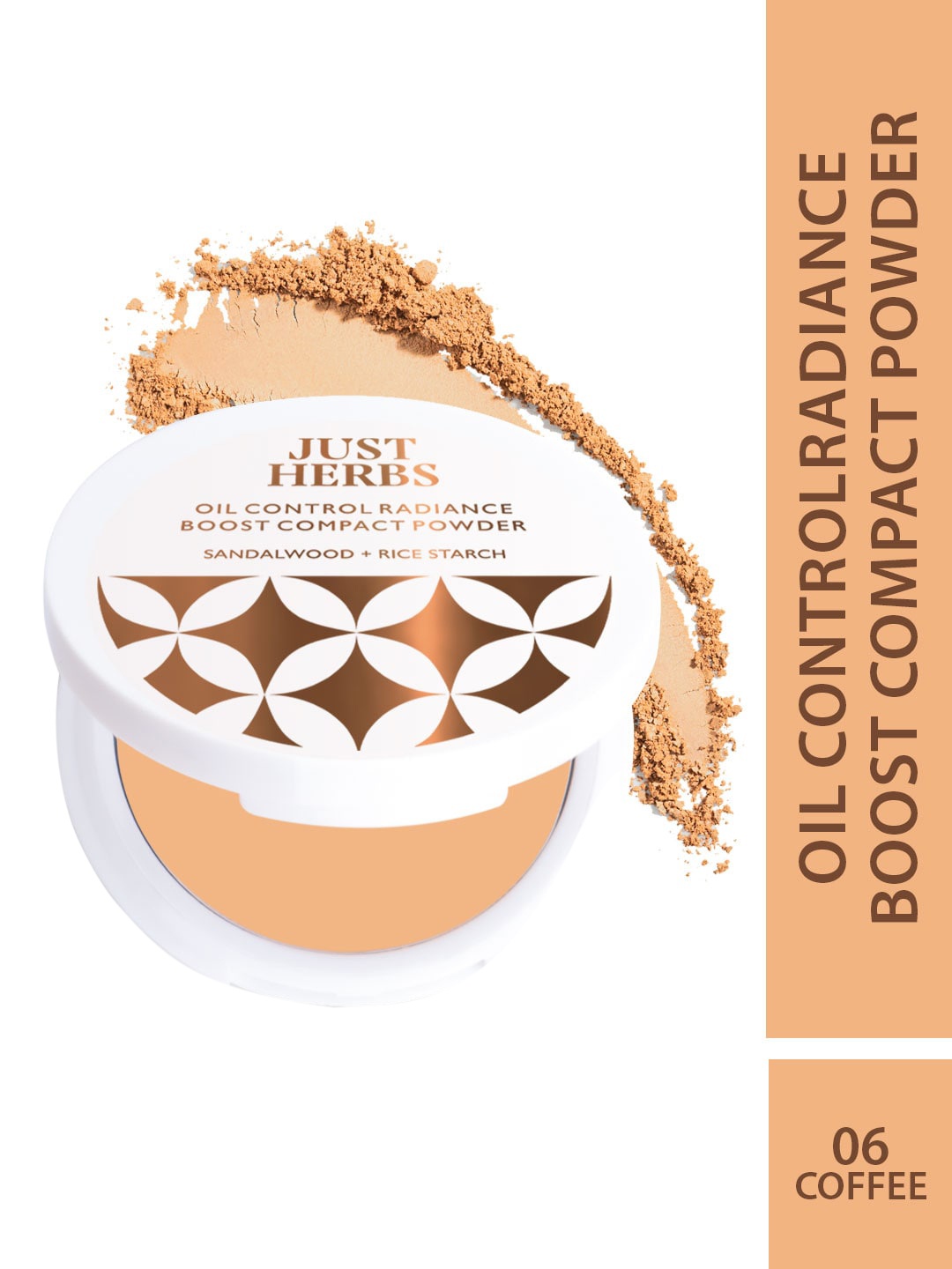 

Just Herbs Sandalwood & Rice Starch Oil Control Radiance Boost Compact Powder - Coffee 06, Na