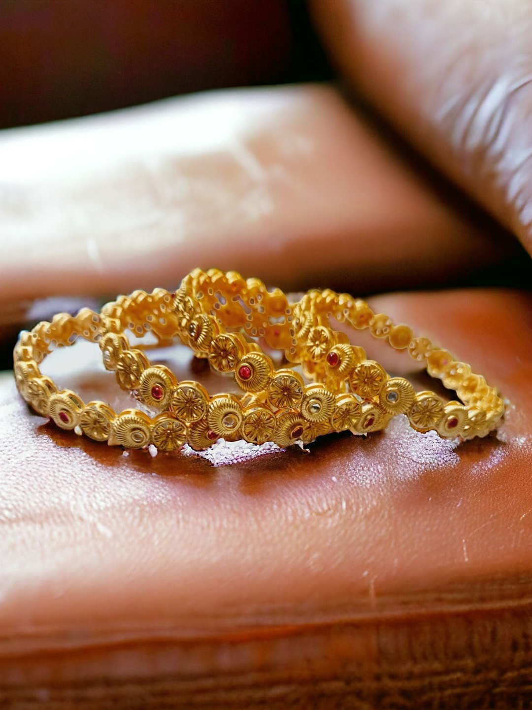 

The Pari Set Of 4 Gold-Plated Stone-Studded Bangles