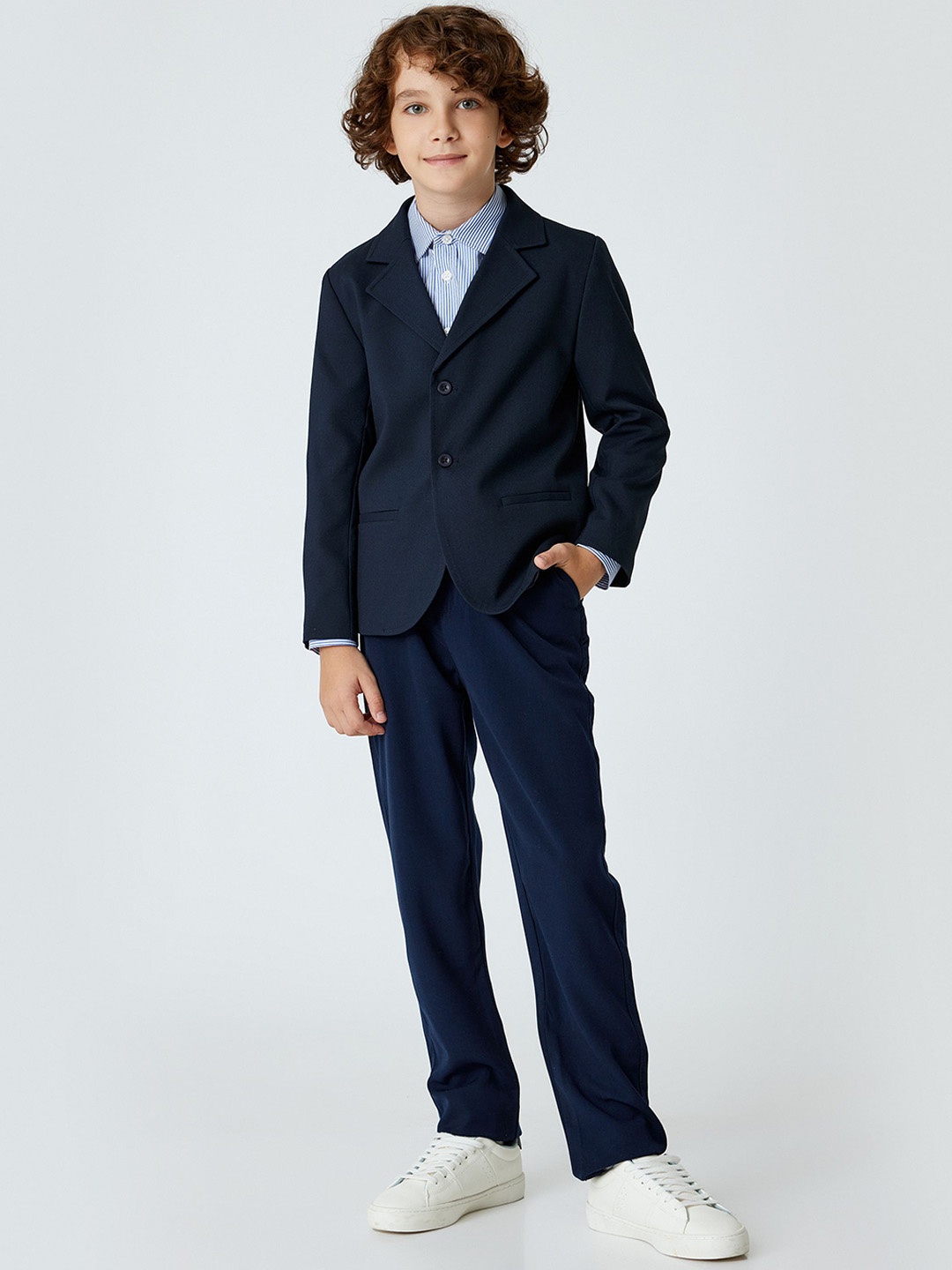 

Koton Boys Crop Tailored Jacket with Embroidered, Navy blue