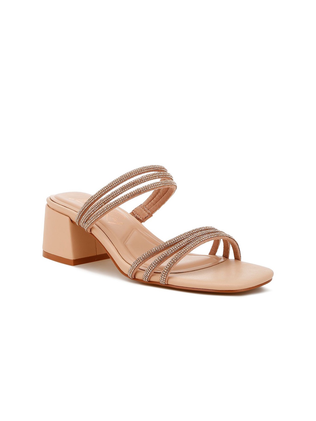 

London Rag Women Leather Block Heels Sandals, Nude