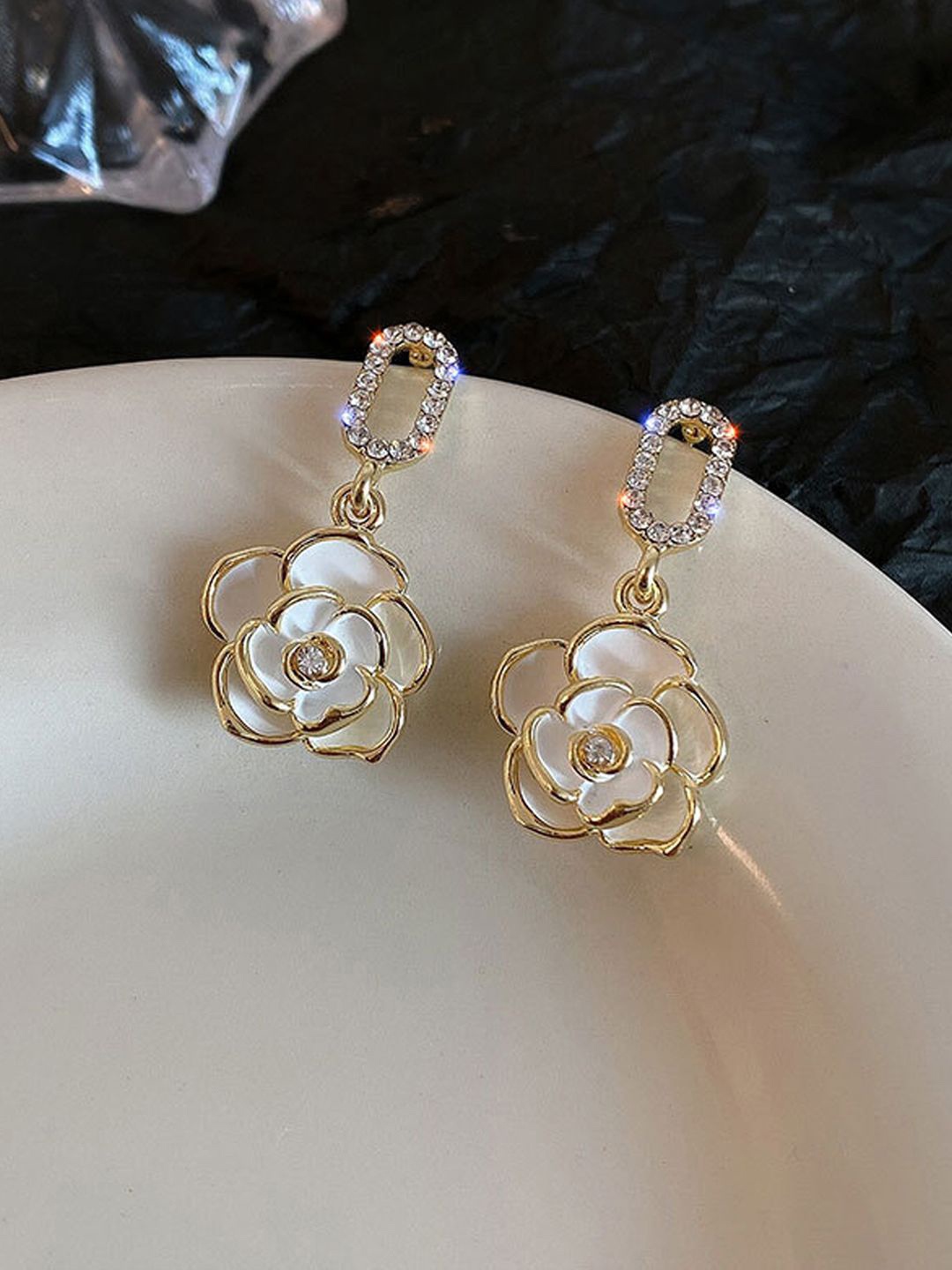 

Krelin Gold-Plated Floral Drop Earrings, White