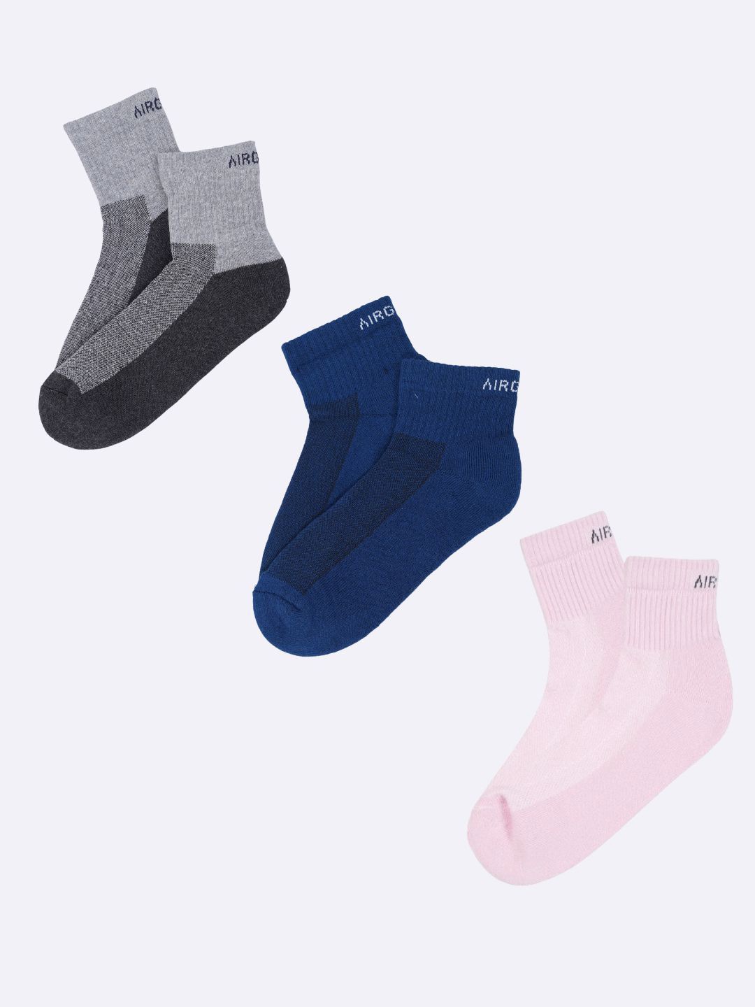 

AIR GARB Adults-Unisex Pack Of 3 Colourblocked Ankle Length Socks, Pink