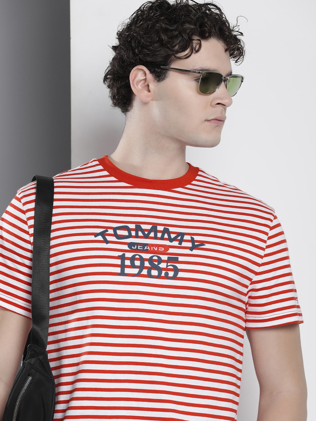 

Tommy Hilfiger Striped Brand Logo Printed Pure Cotton T-shirt, Red