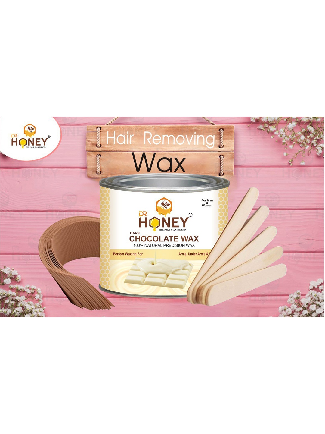 

DR HONEY White Chocolate 100% Natural Precision Cold Wax With Strips & Spatula -600g