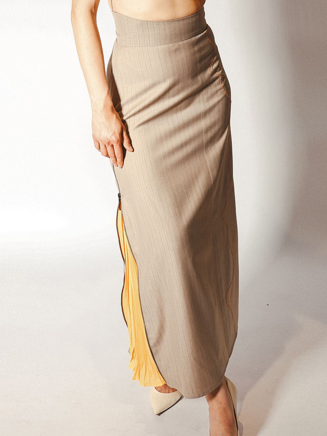 

Arya Giri High Waisted Long Skirt, Beige