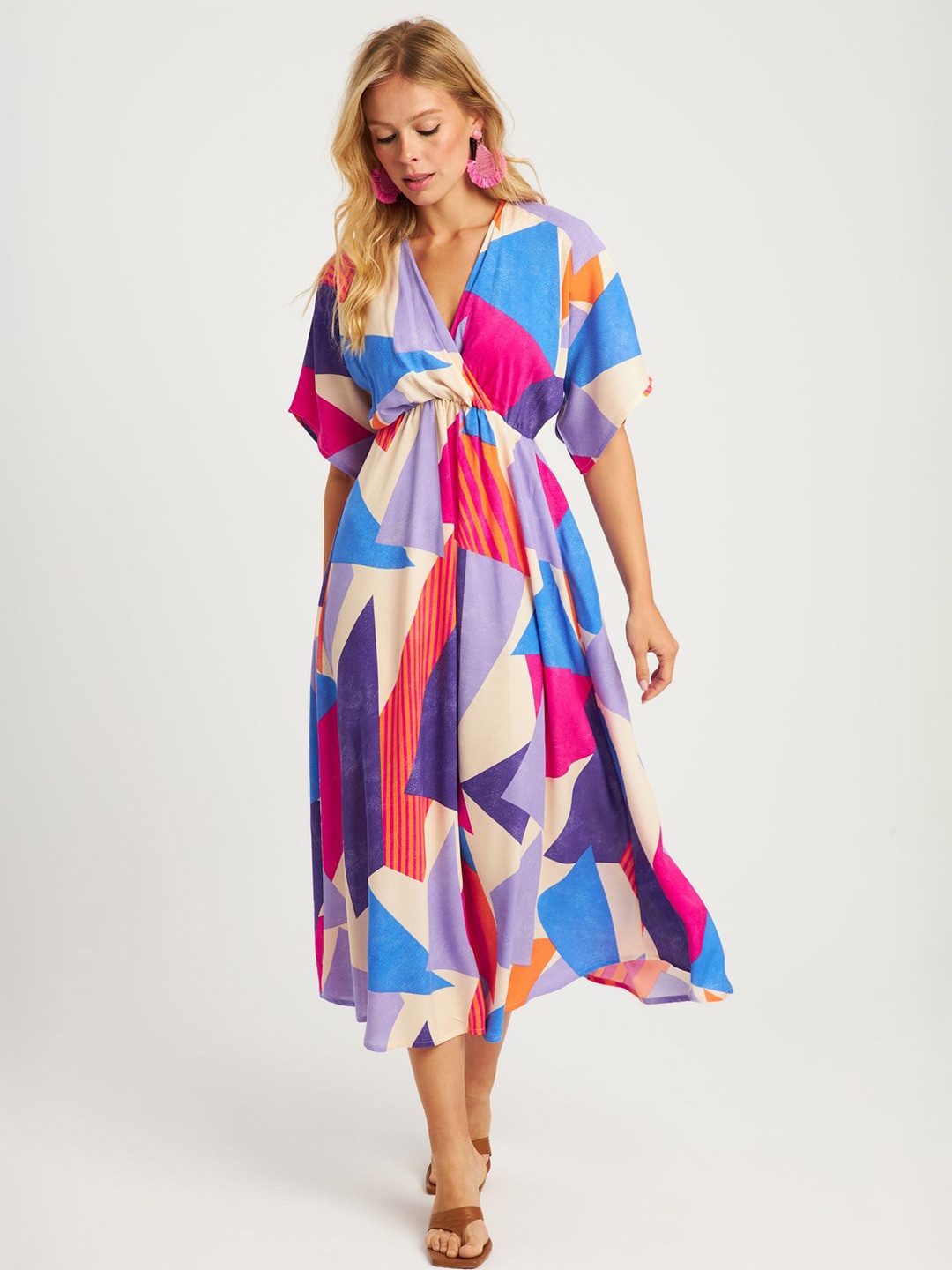 

Cool & Sexy Print Empire Midi Dress, Na
