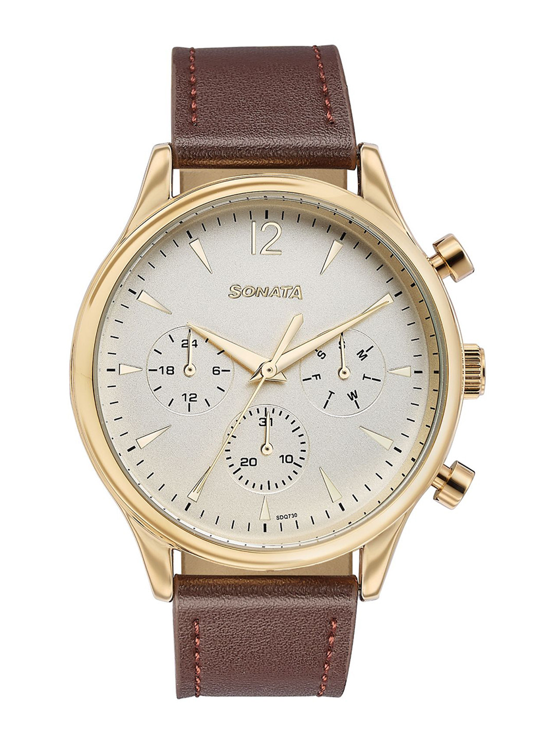 

Sonata Men Dial & Leather Straps Analogue Watch 77146YL01, Brown