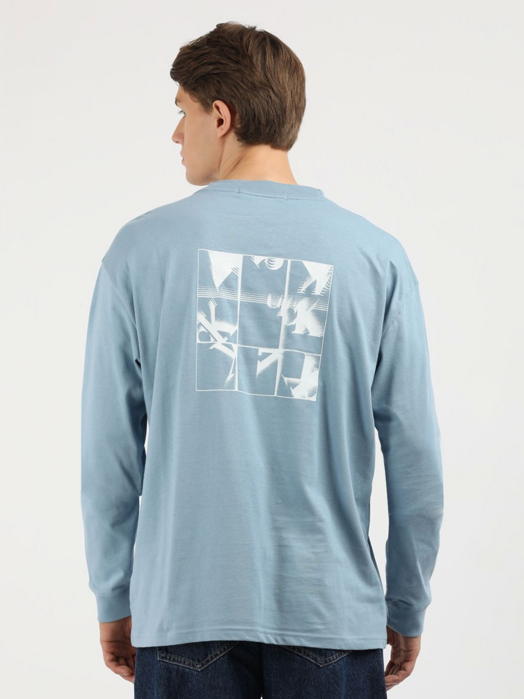 

Calvin Klein Jeans Men Graphic Printed Round Neck Cotton Relaxed Fit T-Shirt, Blue