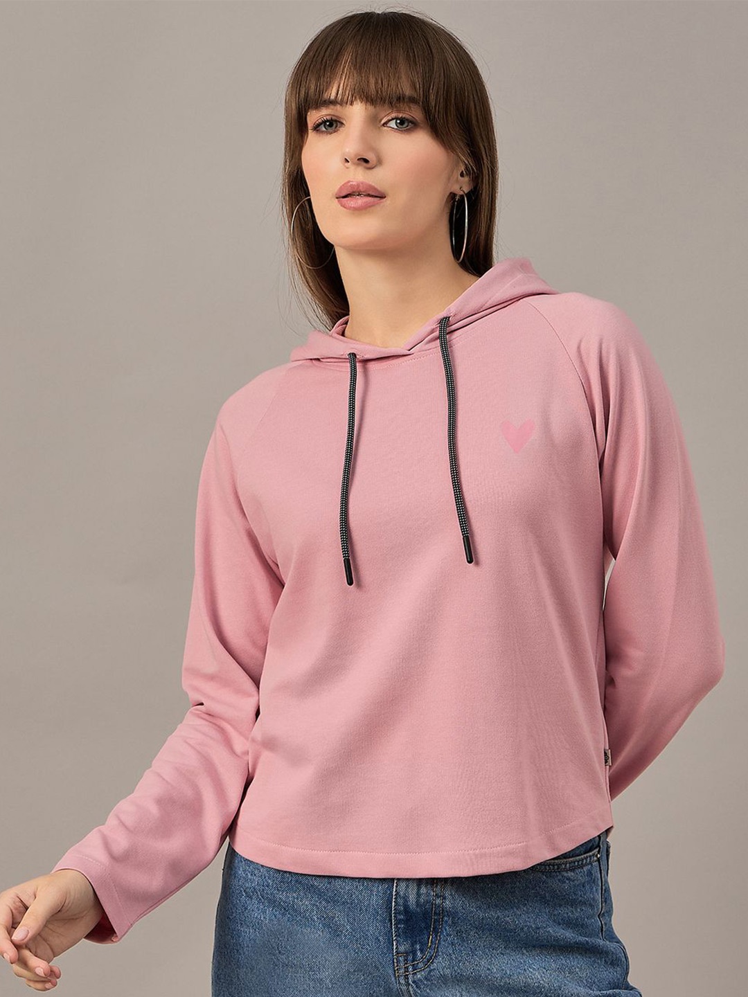 

The Roadster Lifestyle Co. Women Solid Hooded Sweatshirt, Pink