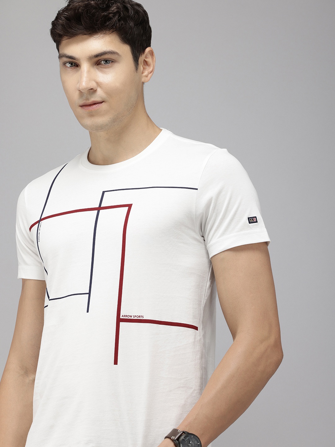 

Arrow Pure Cotton Geometric Printed T-shirt, White