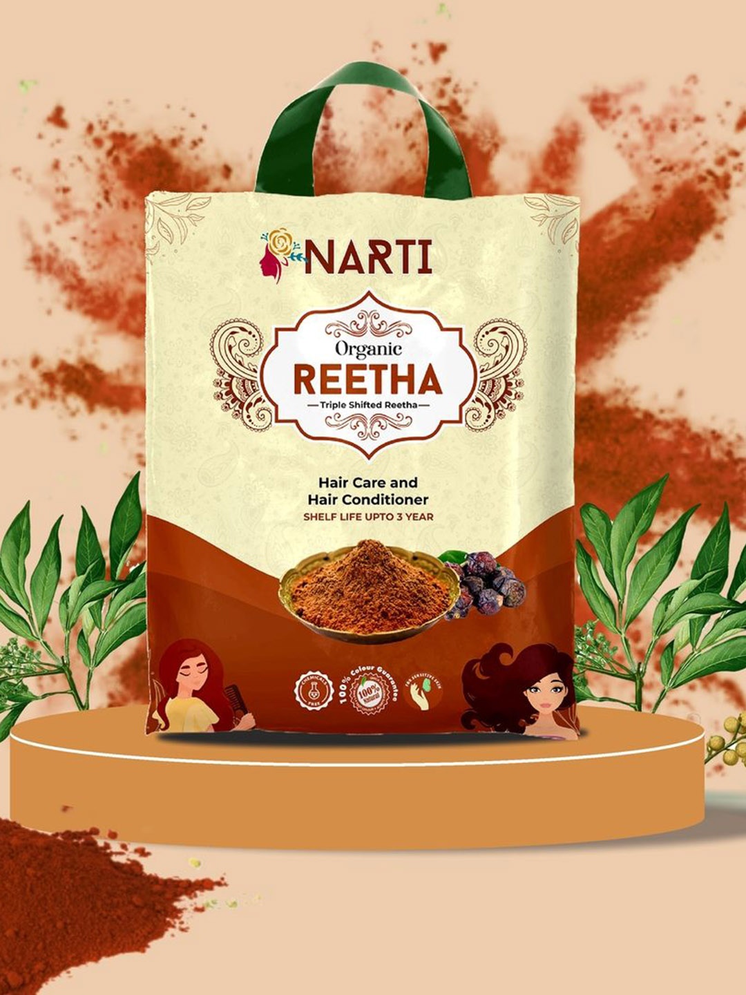

Narti Organic Amla Shikakai and Reetha Powder - 500gm Each, Brown