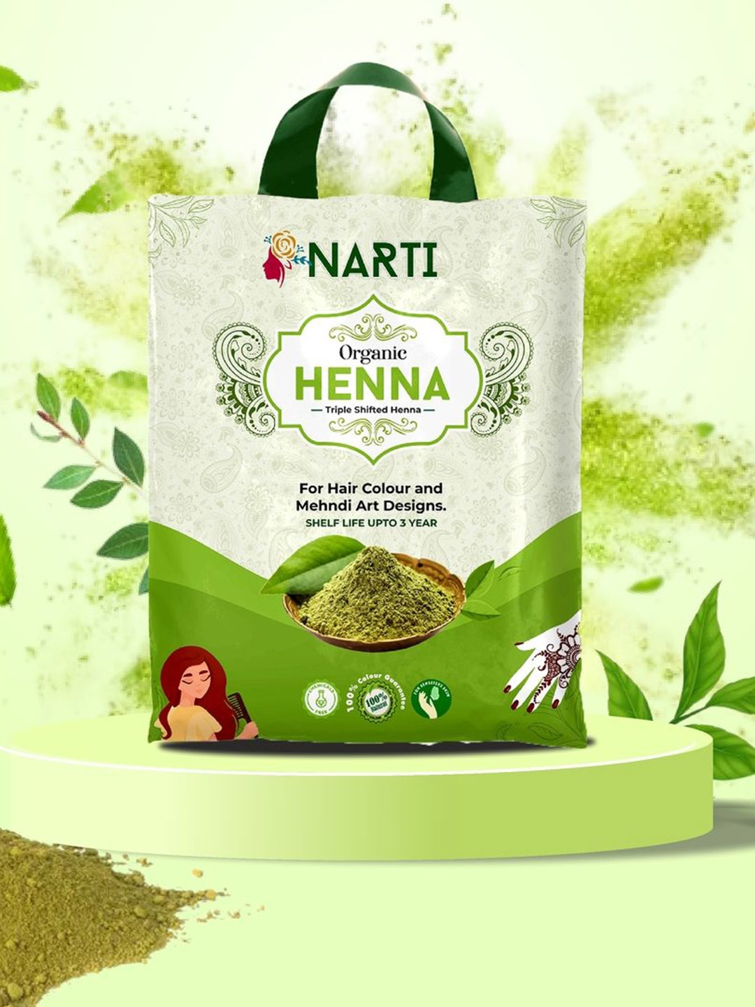 

NARTI Organic Natural Henna Powder For Hair Growth - 200 gm, Green