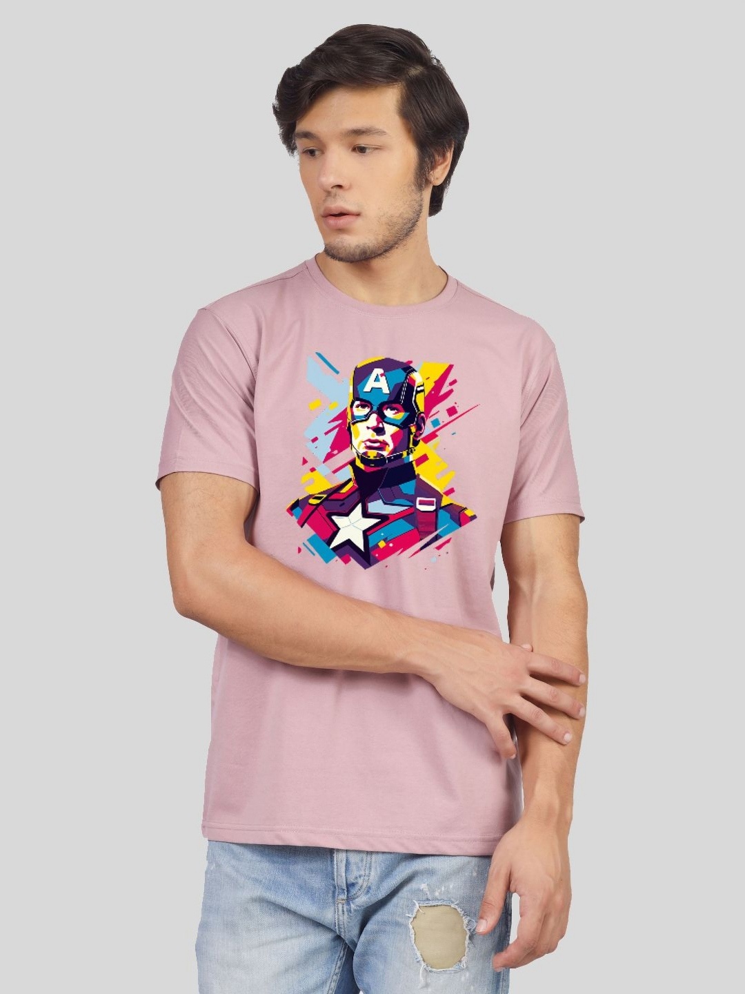 

Greylongg Men Graphic Printed Round Neck Cotton T-Shirt, Purple