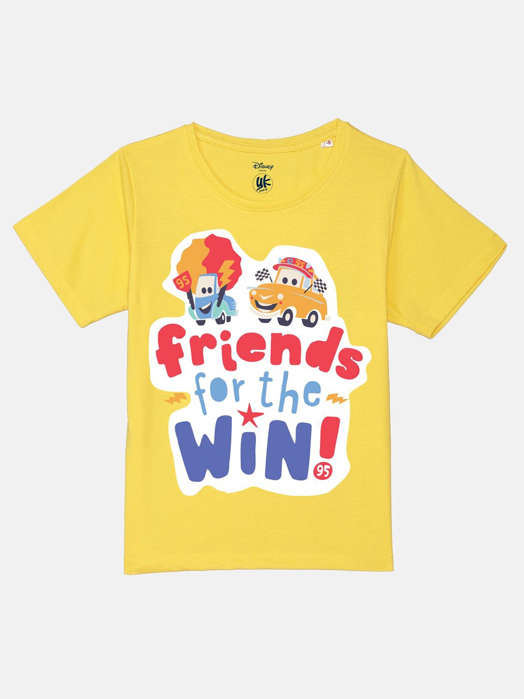 

YK Disney Boys Typography Printed Round Neck Pure Cotton T-shirt, Yellow