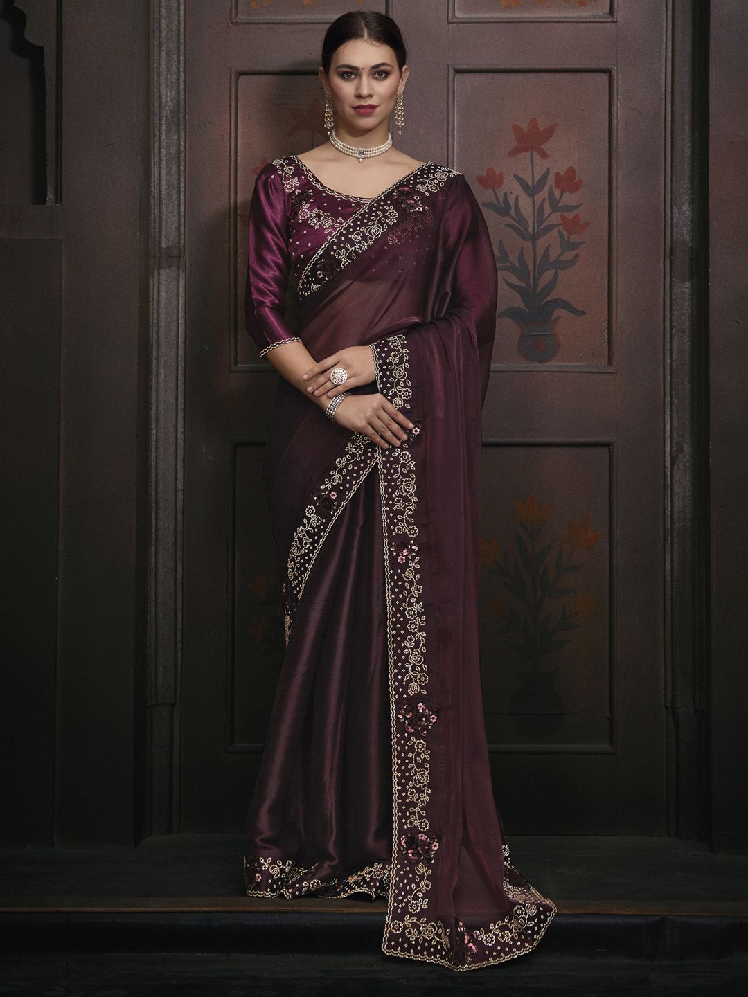 

Anouk Beads and Stones Embellished Party Wear Saree, Purple