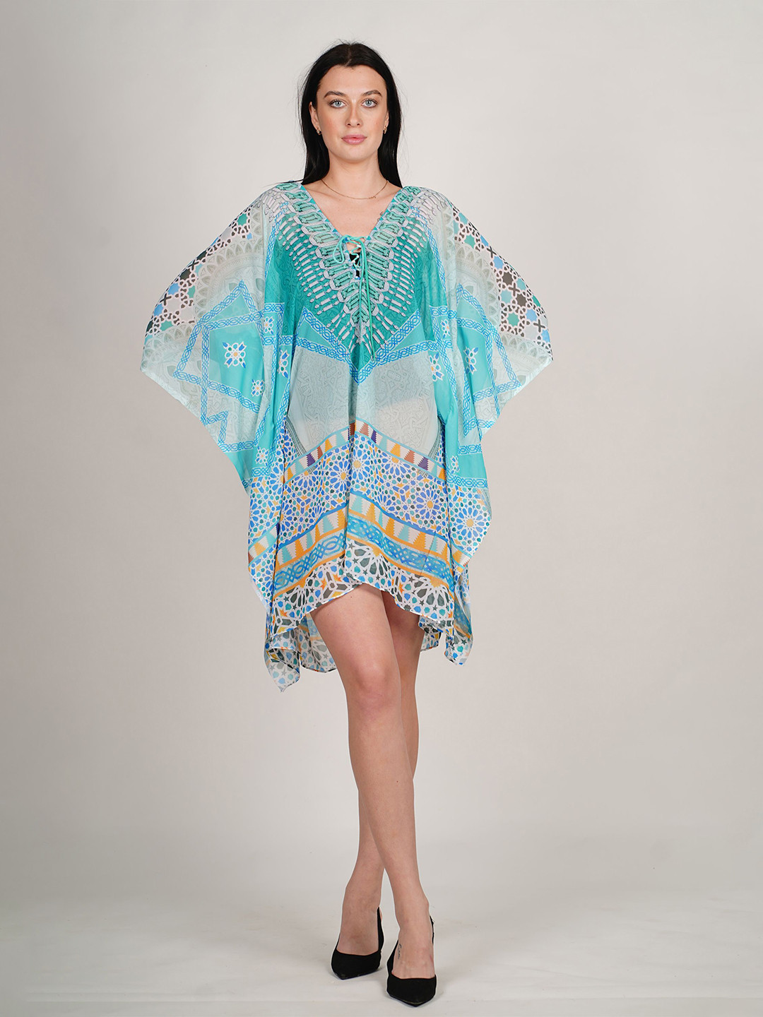 

ravi rajoria Print Kimono Sleeve Crepe Kaftan Maxi Dress, Multi