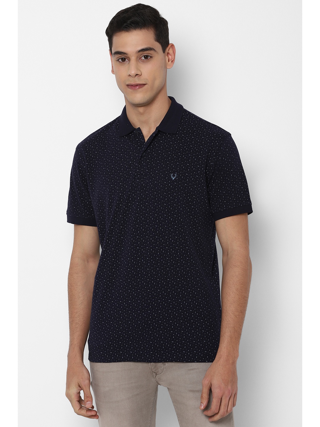 

Allen Solly Printed Polo Collar T-shirt, Navy blue