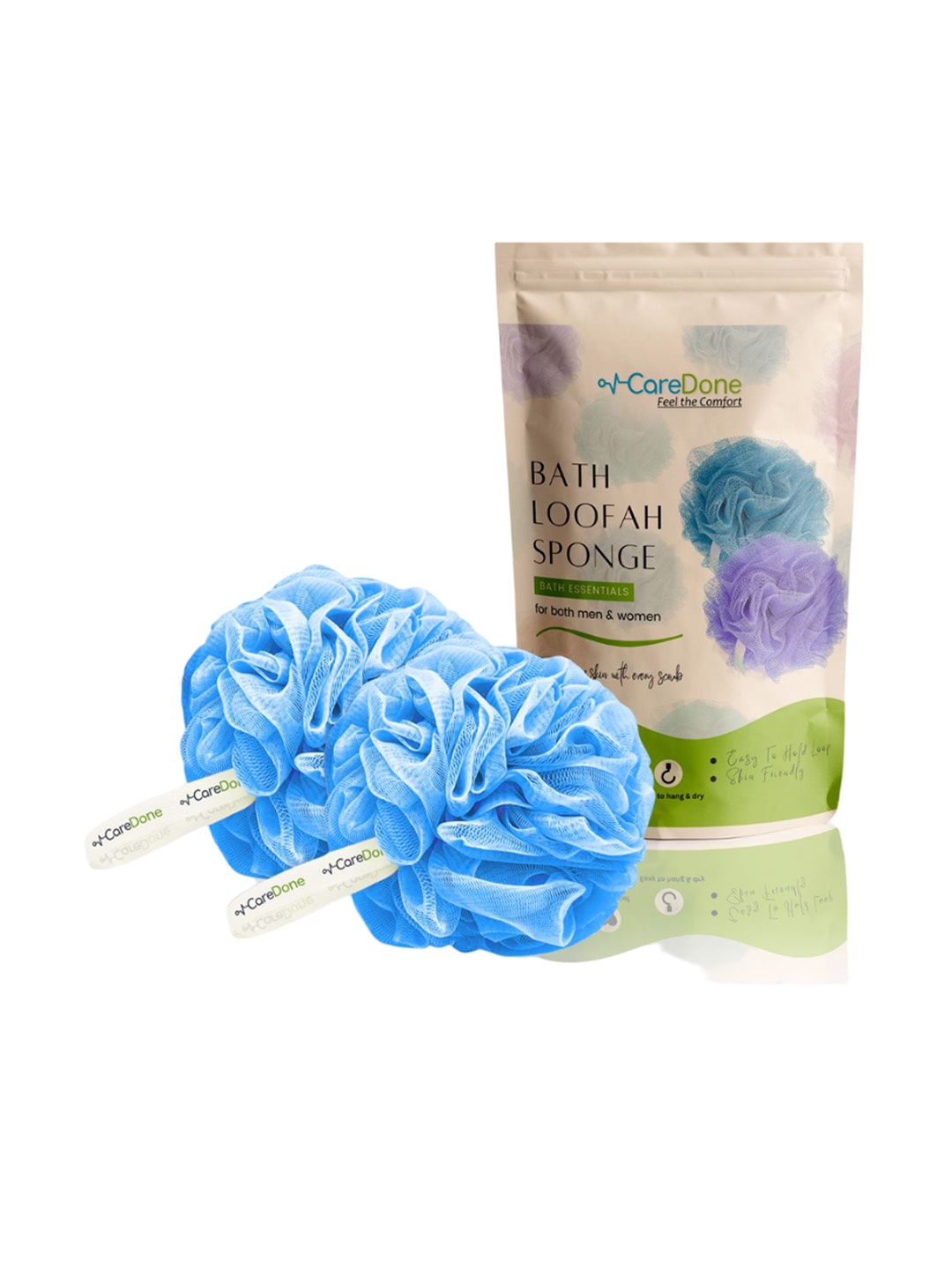 

CareDone Set of 2 Large Bath Loofah Sponge, Blue