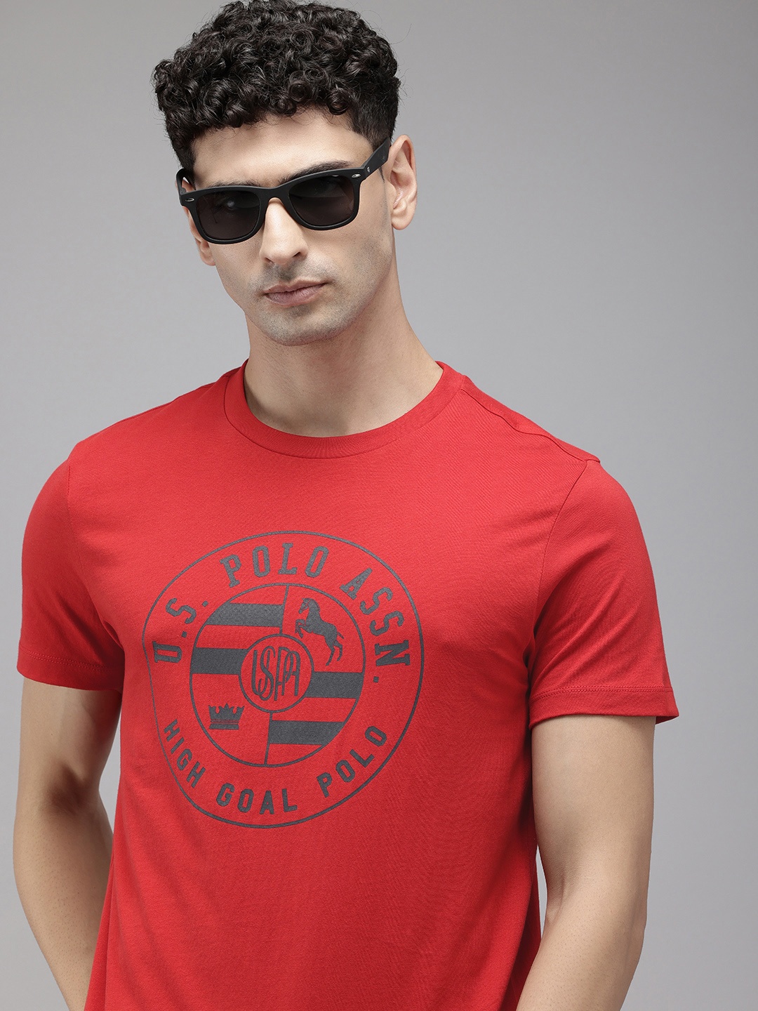 

U.S. Polo Assn. Brand Logo Printed Pure Cotton Slim Fit T-shirt, Red