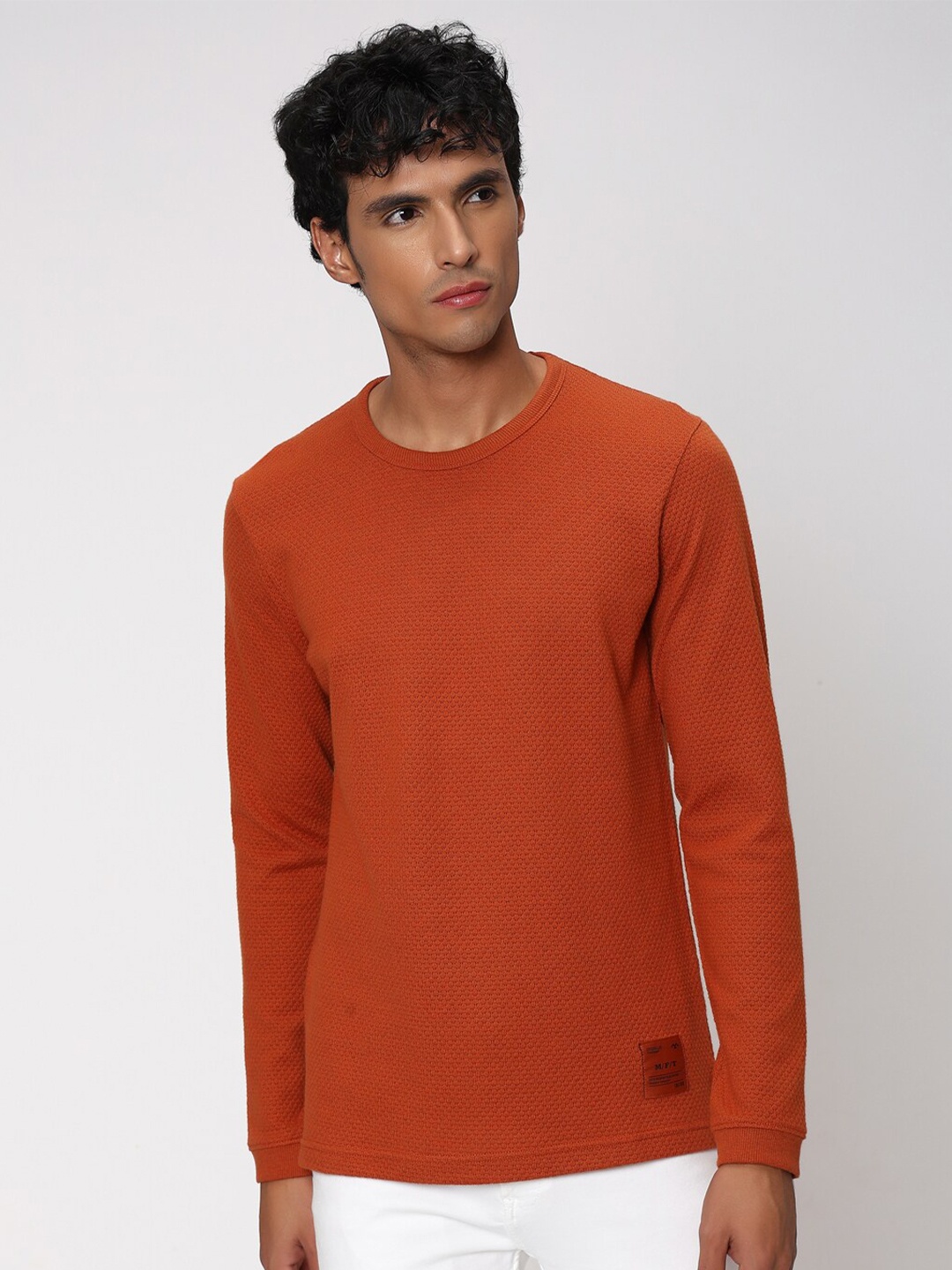 

Mufti Crew Neck Long Sleeves Slim Fit T-shirt, Rust