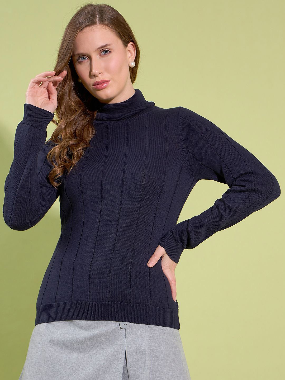 

98 Degree North Women Ribbed Pullover, Navy blue