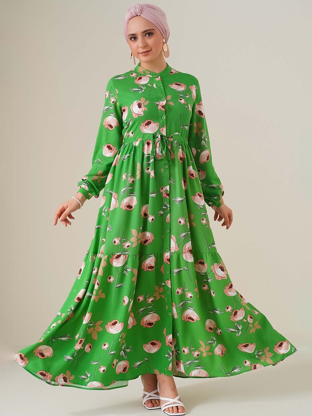 

BIGDART Floral Print Puff Sleeve Maxi Dress, Na