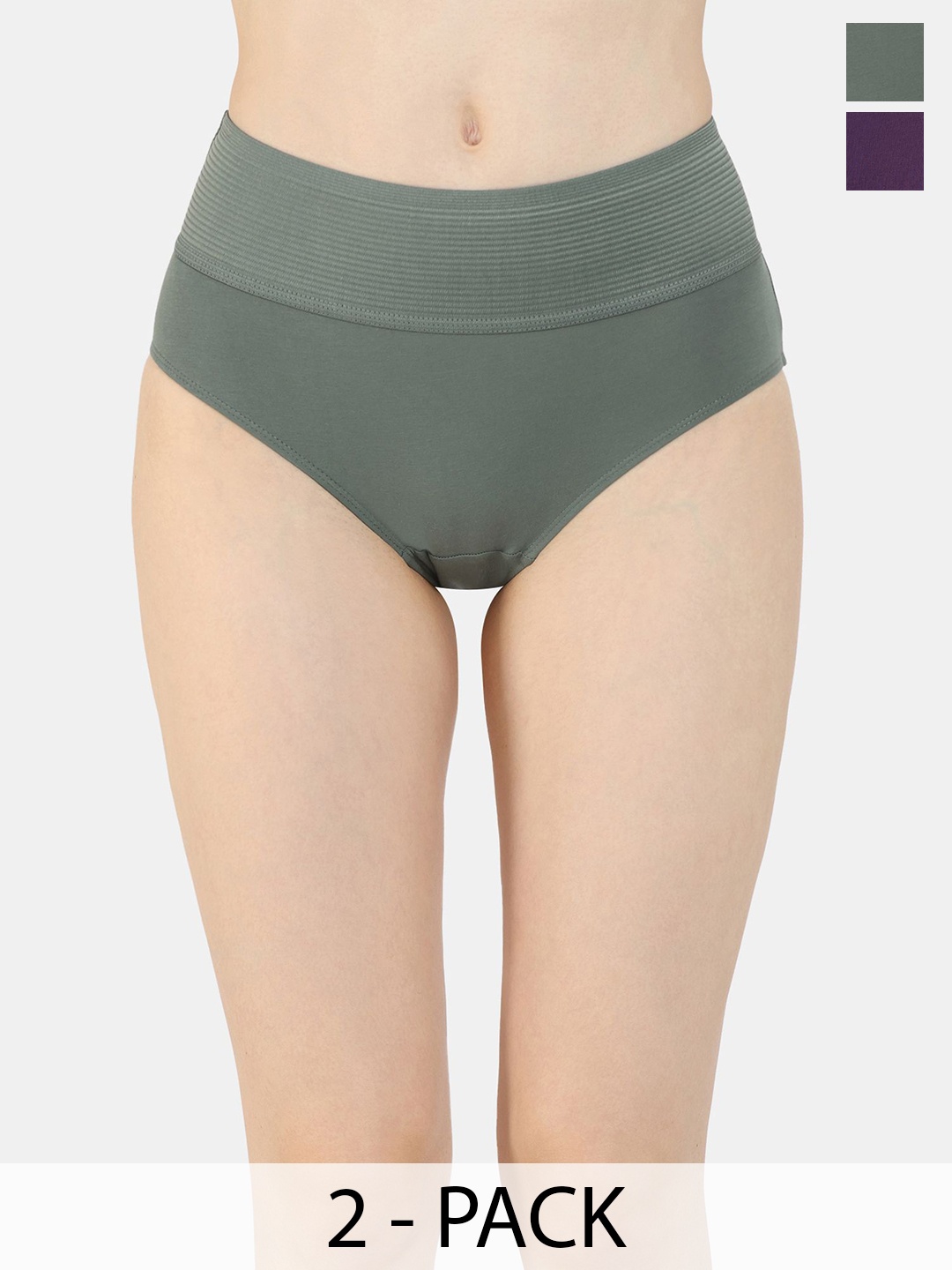 

Zivame Pack Of 2 Women High-Rise Hipster BriefsZI28BOFASHHSAST, Grey