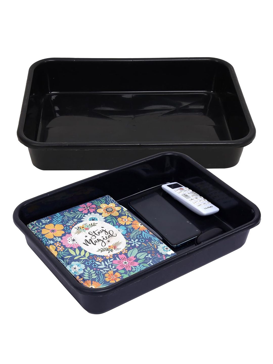 

Kuber Industries Versatile Black 2 Pieces Storage Tray
