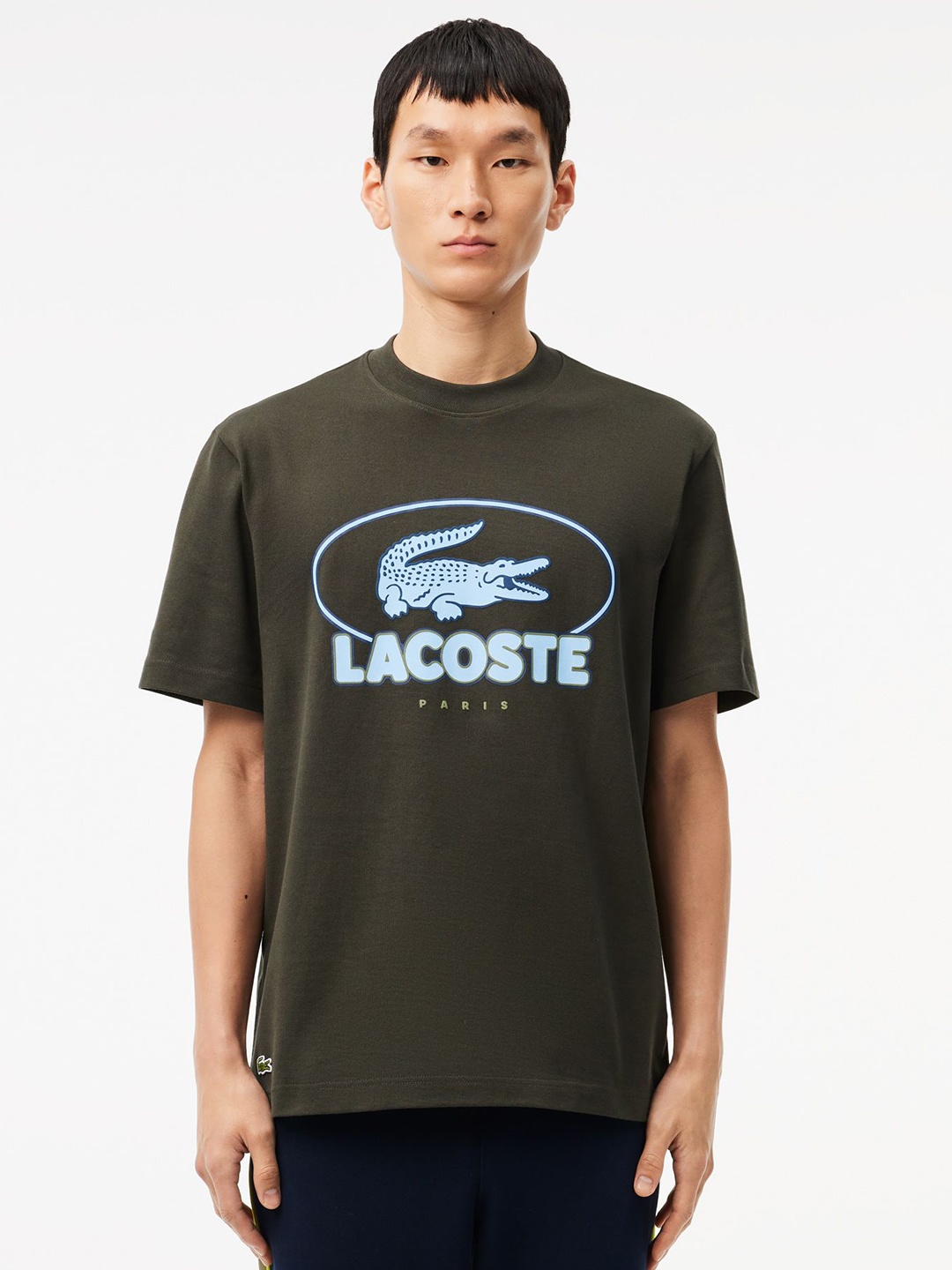 

Lacoste Men Typography Printed Round Neck Cotton T-Shirt, Green