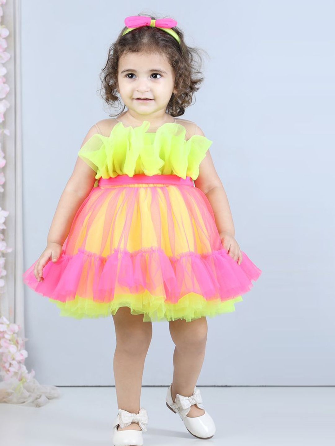 

The Lush Affair Net Fit and Flare Mini Dress, Fluorescent green