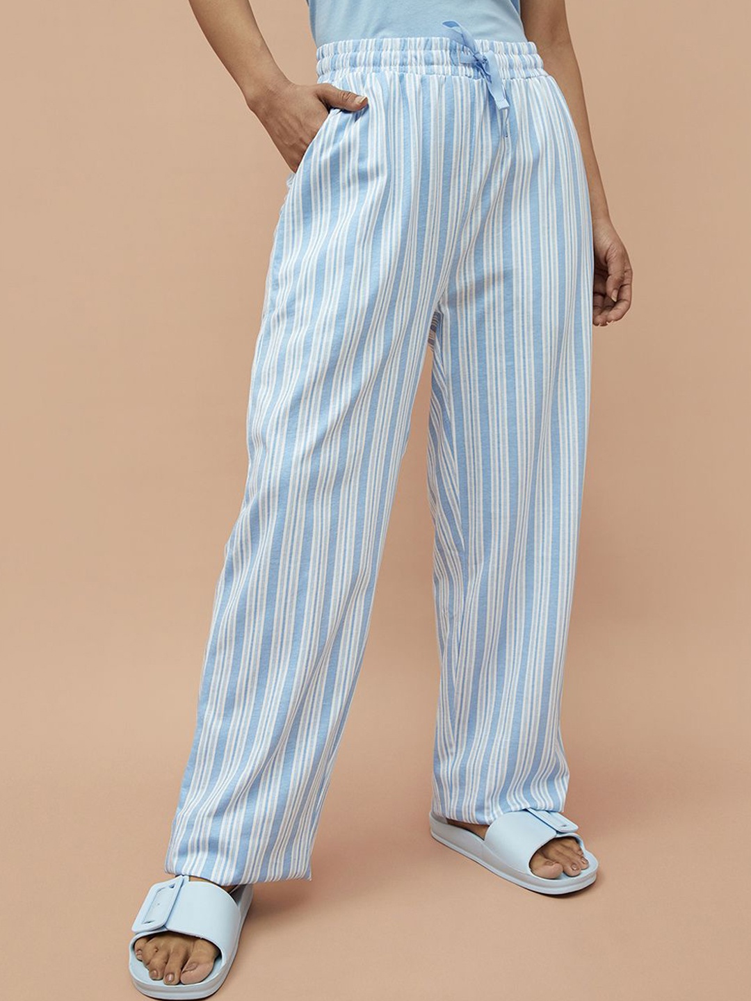 

Ginger by Lifestyle Striped Cotton Lounge Pants, Blue