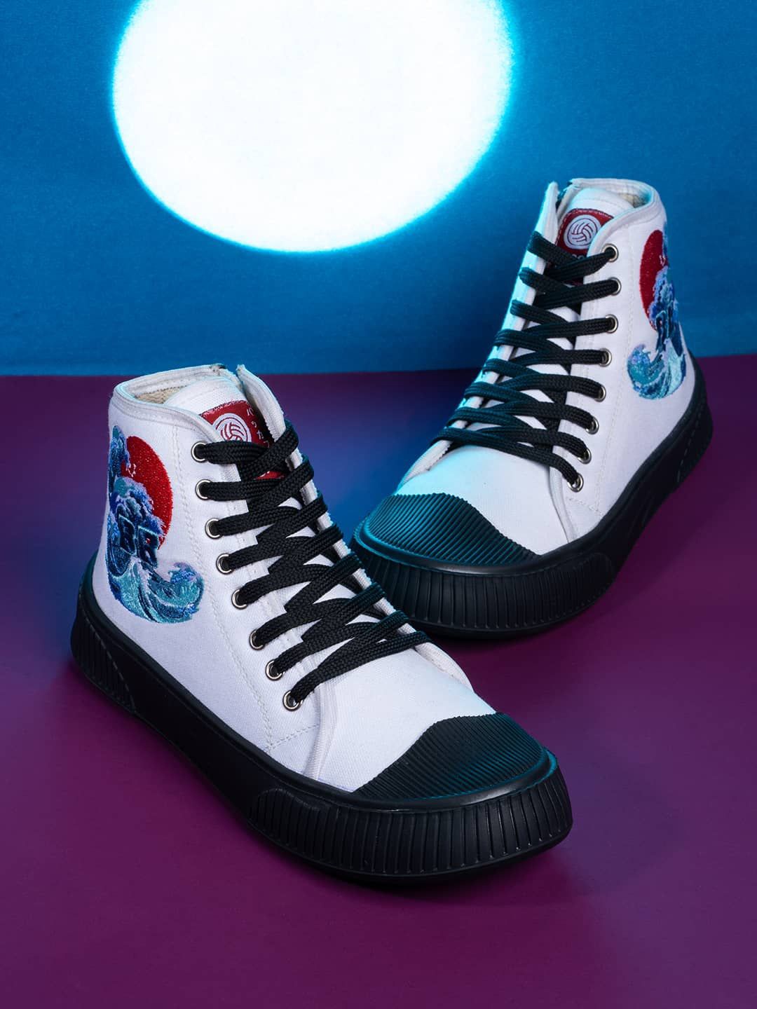 

bacca bucci Kawaii Kicks Women Printed Canvas High-Top Sneakers, White