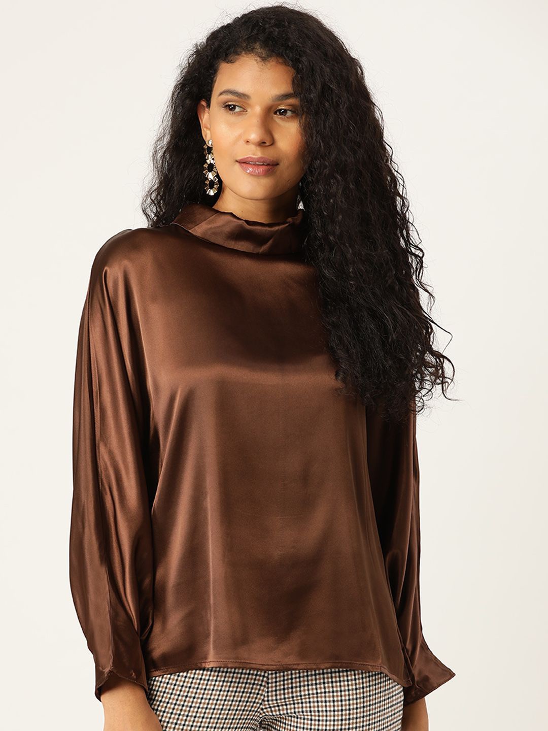 

ANVI Be Yourself Satin Top, Brown