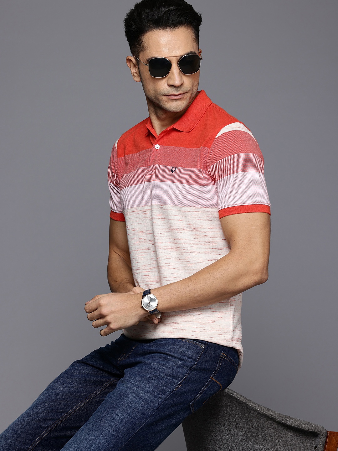 

Allen Solly Polo Collar Textured T-shirt, Orange
