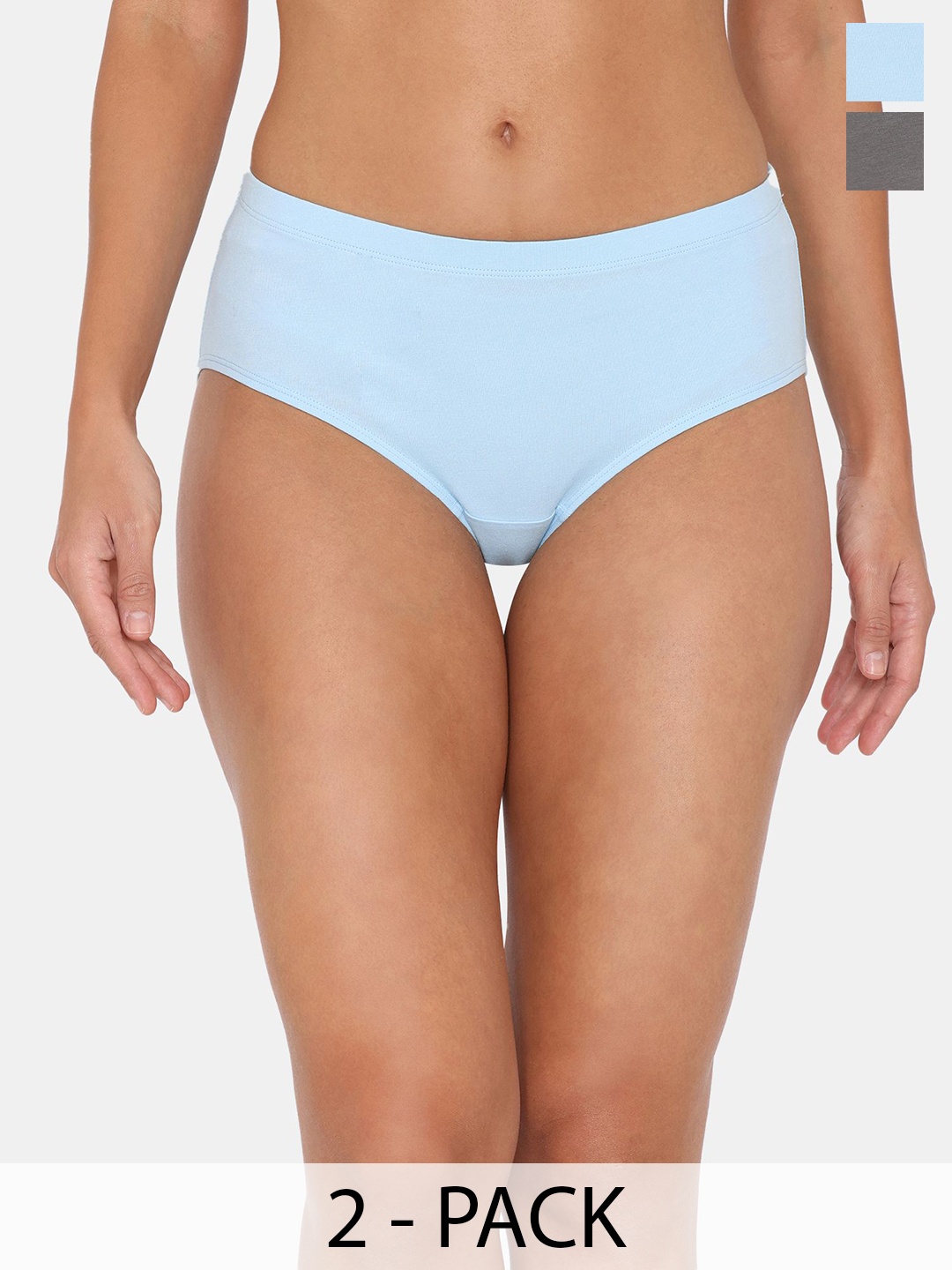 

Zivame Pack Of 2 Mid-Rise Hipster BriefsZI28BLFASHAGREY, Grey