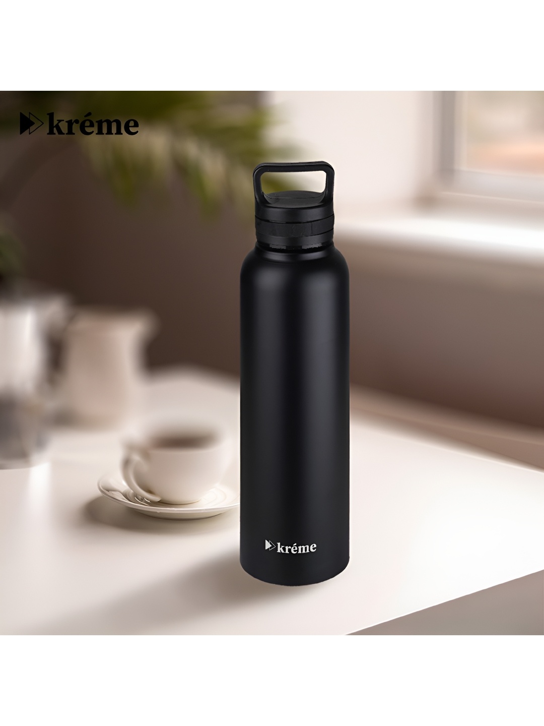 

Kreme Black Brand Logo Stainless Steel Single Wall Vacuum Water Bottle 1ltr