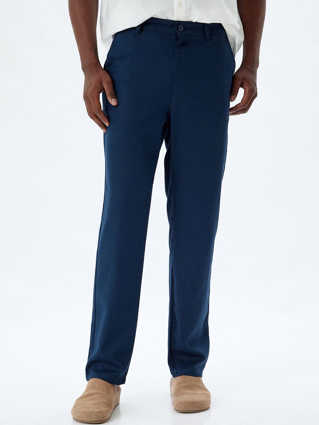 

Koton Men Regular Fit Mid-Rise Trousers, Navy blue