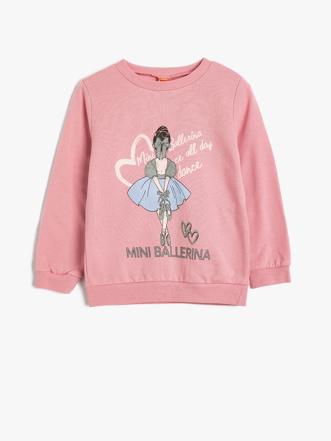 

Koton Girls Graphic Printed Pure Cotton Sweatshirt, Pink