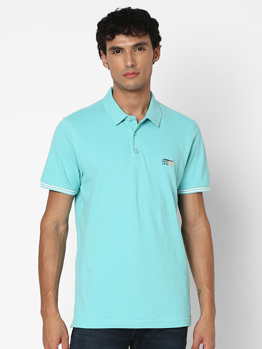 

SPYKAR Polo Collar Cotton T-Shirt, Blue