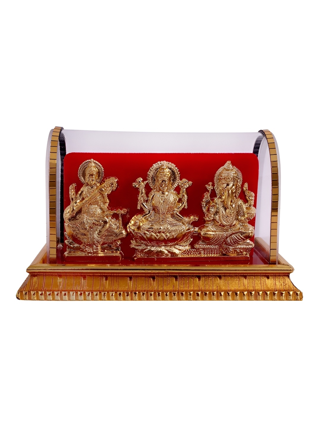 

INTERNATIONAL GIFT Gold-Toned Lakshmi Ganesh Saraswati Idol for Car Dashboard
